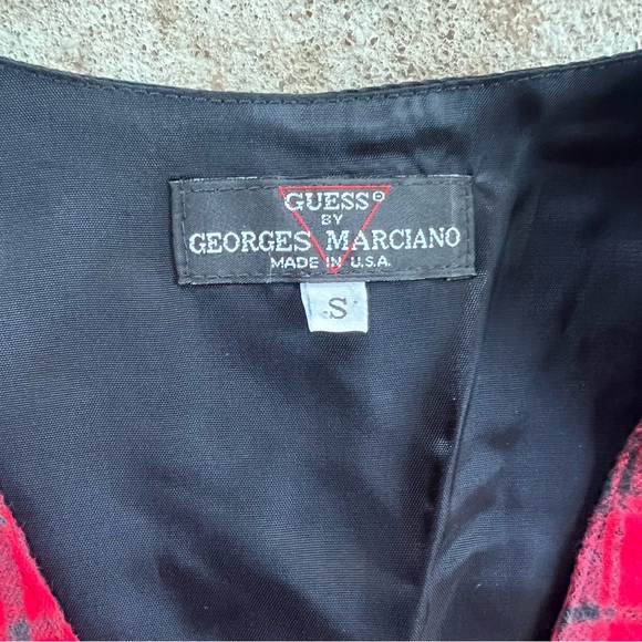Vtg Guess Georges Marciano Vest Women’s Sz S Red Plaid Button Front 90s Grunge - Picture 4 of 11